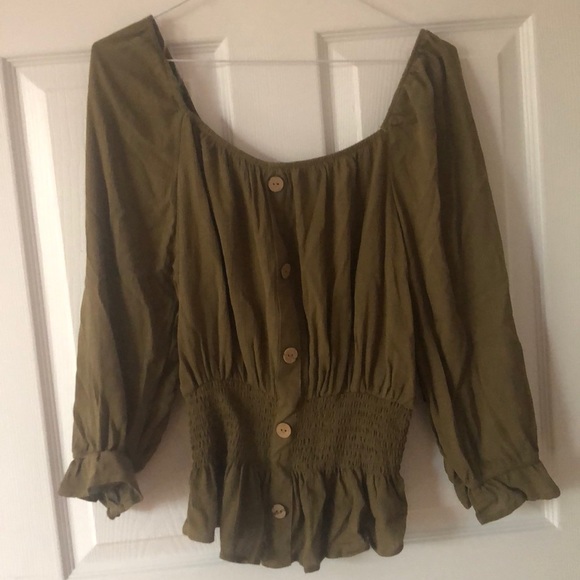 Button Peplum Top - Picture 3 of 6